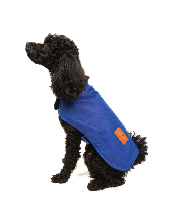 Yağlı Koton Köpek Montu Ege Mavisi  ,Wax Cotton Dog Coat Aegean Blue