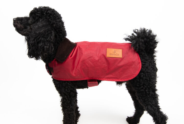 Yağlı Koton Köpek Montu Kırmızı  ,Wax Cotton Dog Coat Red