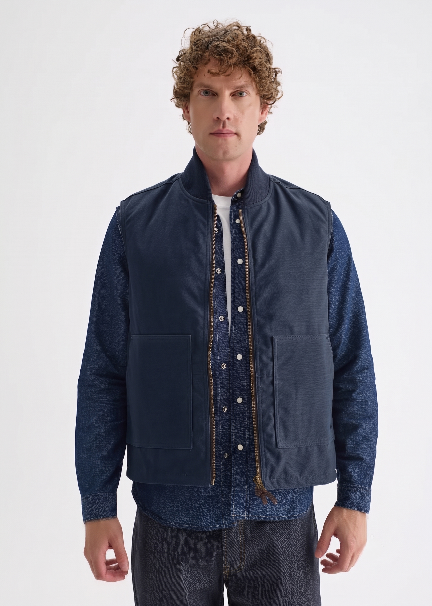 Work  Wax Vest Navy Lacivert